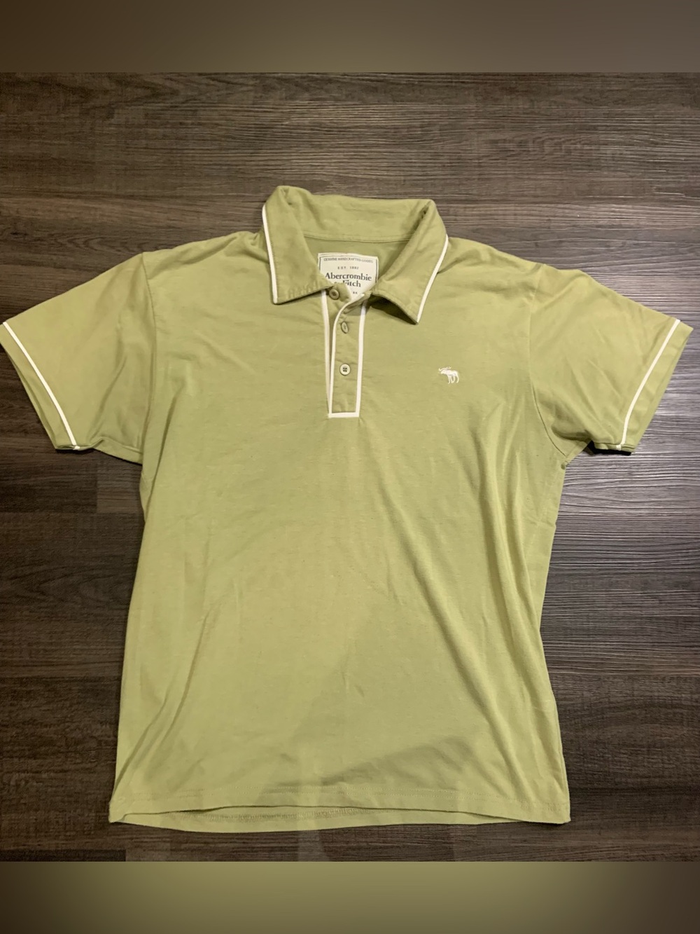 Abercrombie & Fitch Olive Green Polo with White Trim